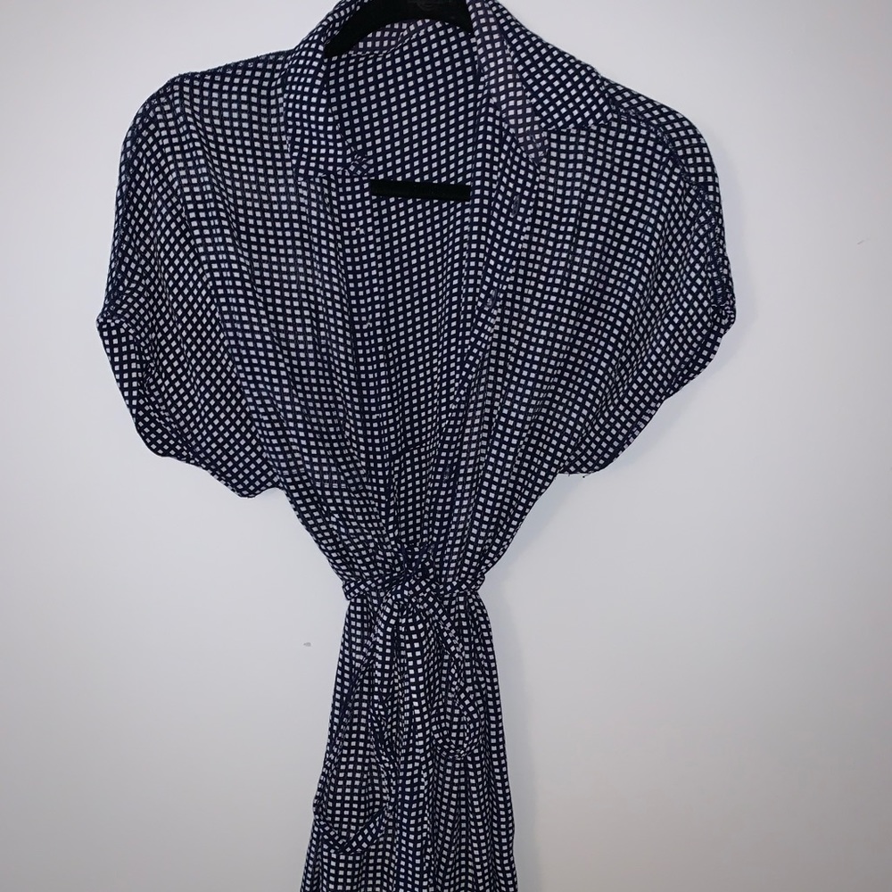 💙 Blue & white Checkered tie dress